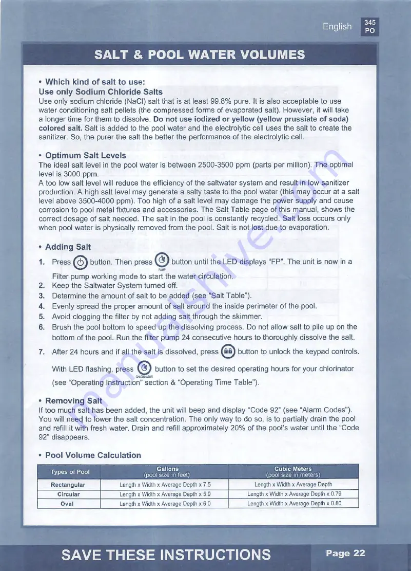 Intex ECO15110-2 Owner'S Manual Download Page 22