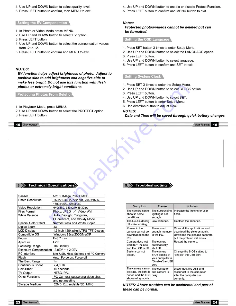 Intova 3.1M Digital Camera User Manual Download Page 6