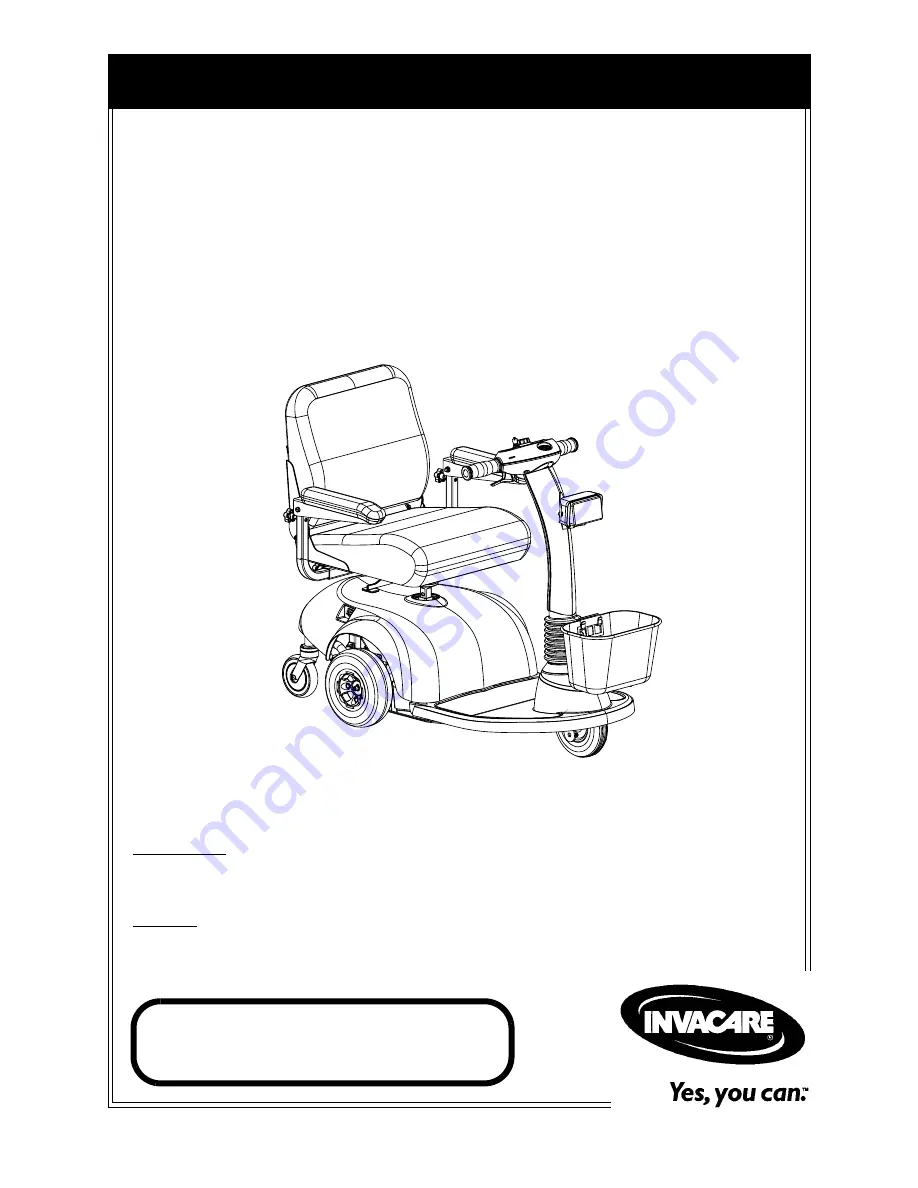 Invacare HMV Highly 300 Owners Operating & Maintenance Manual Download Page 1