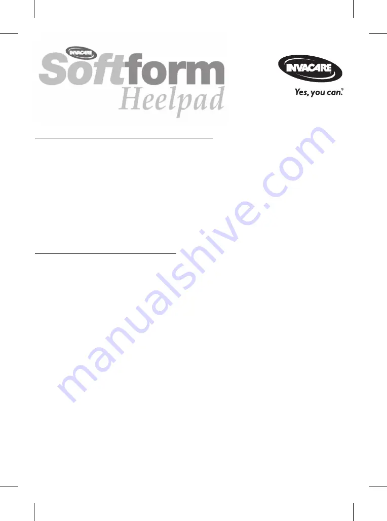 Invacare Softform Heelpad Instructions For Use Manual Download Page 8