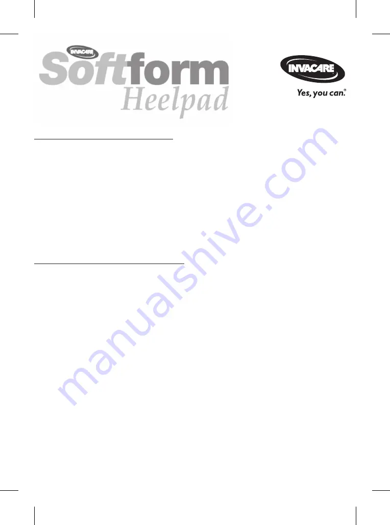 Invacare Softform Heelpad Instructions For Use Manual Download Page 10