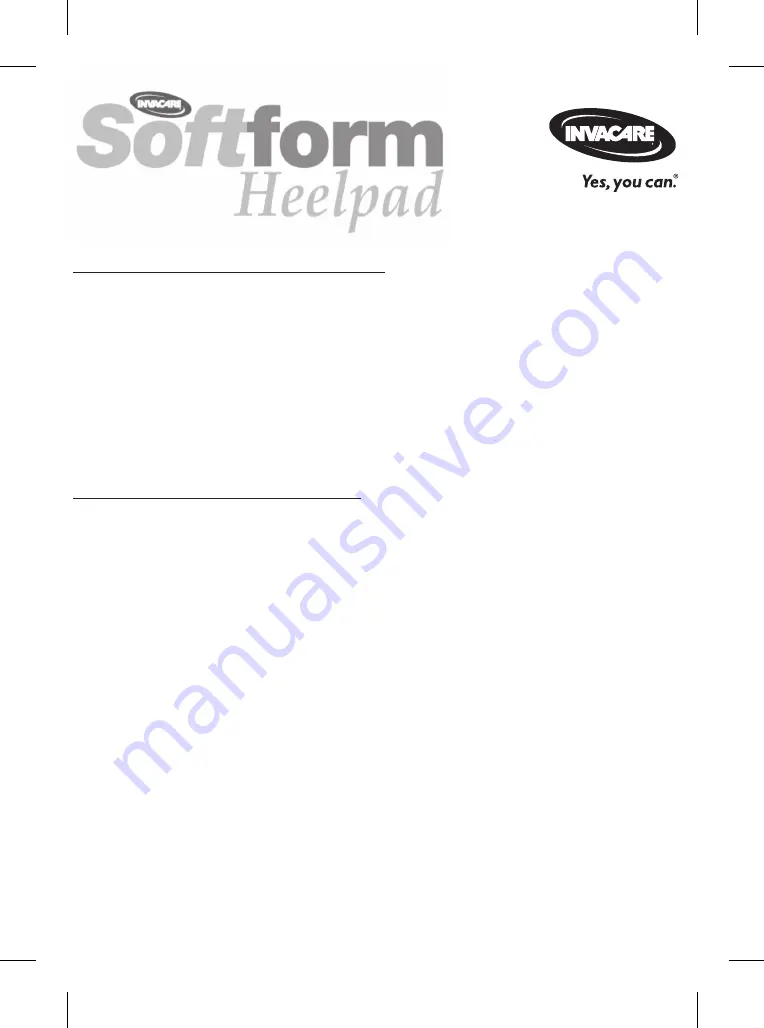 Invacare Softform Heelpad Instructions For Use Manual Download Page 12