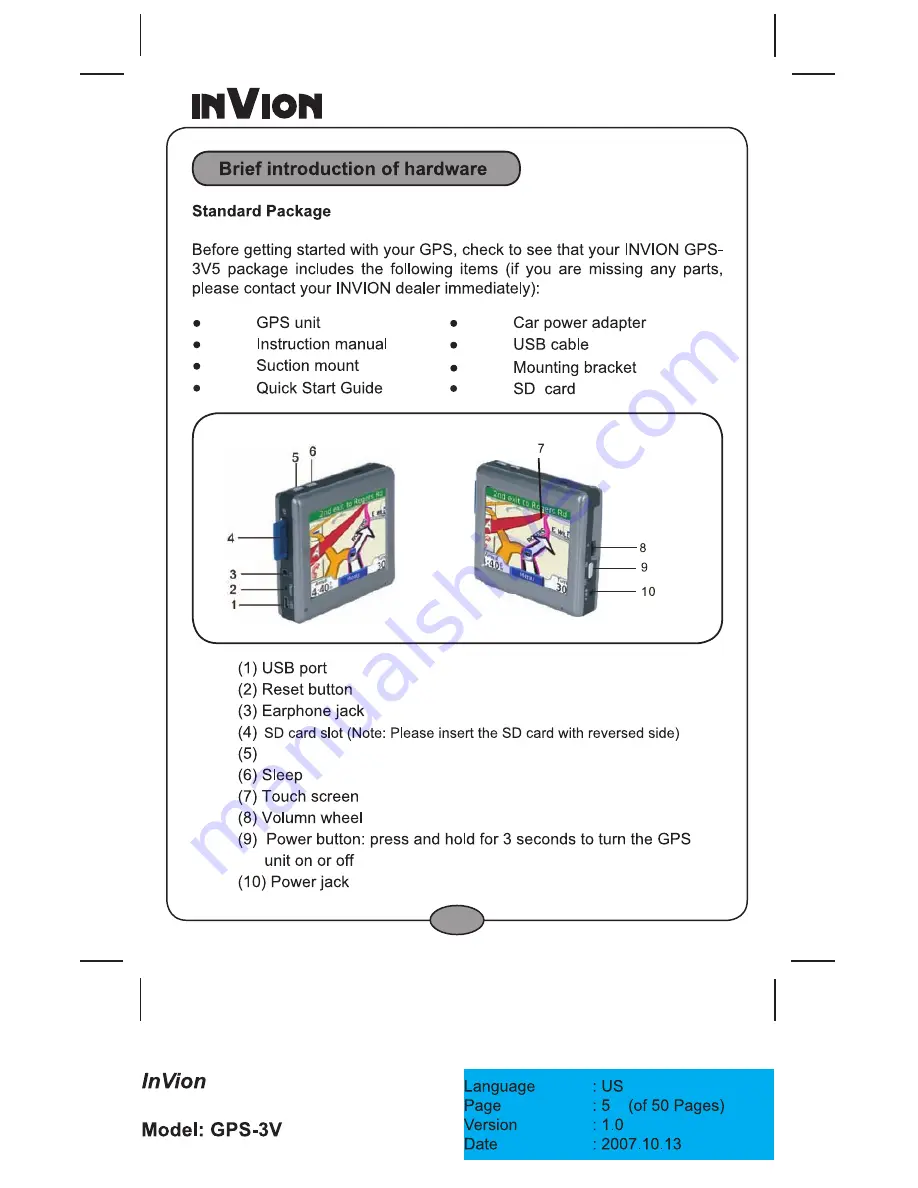 Invion GPS-3V506-IUS Instruction Manual Download Page 7