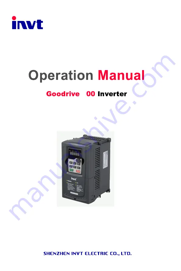 INVT GD300-004G-4 Operation Manual Download Page 1