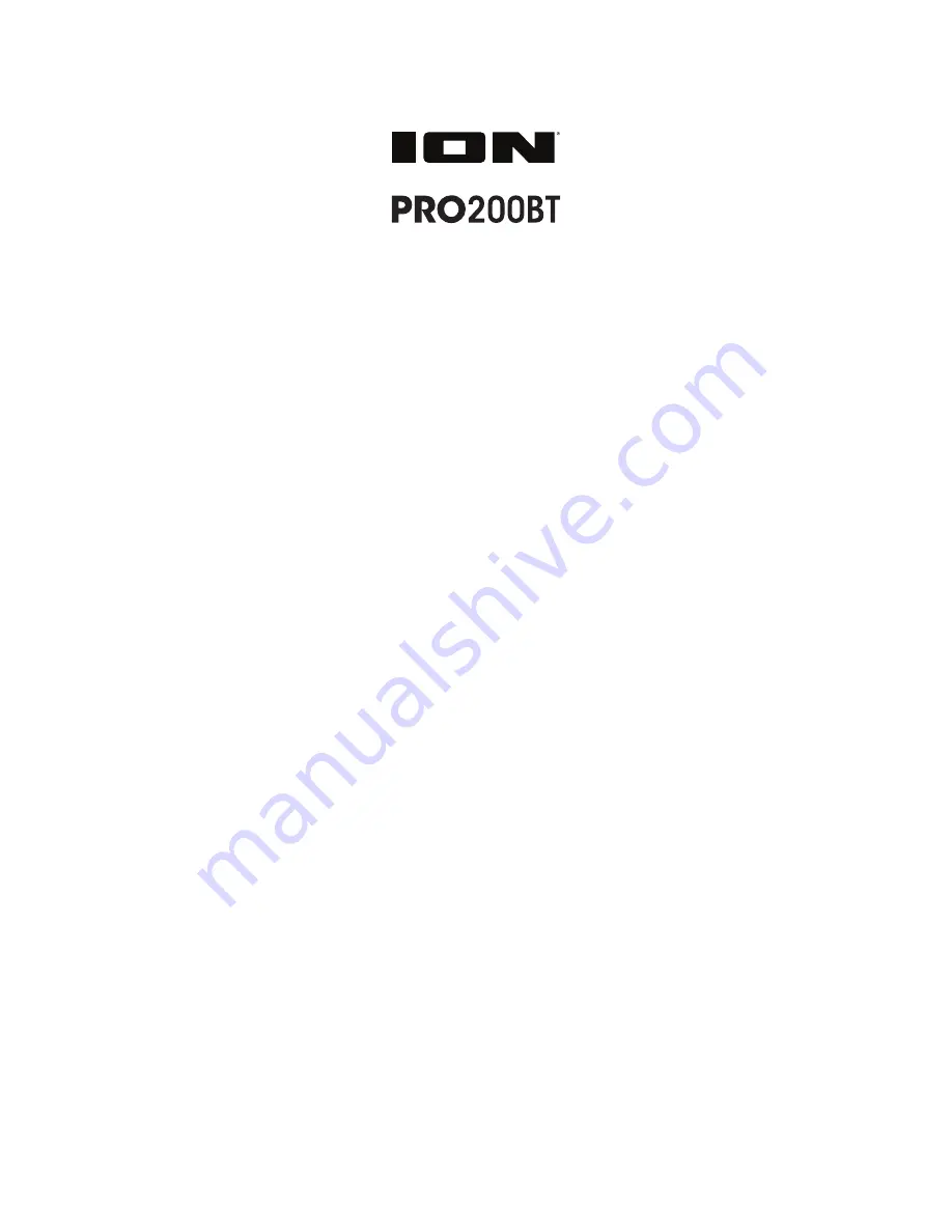 ION PRO200BT Quick Start Manual Download Page 1