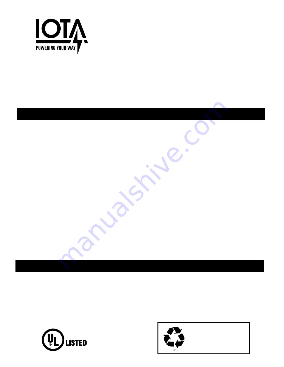 IOTA IIS-125 Instruction Manual Download Page 1