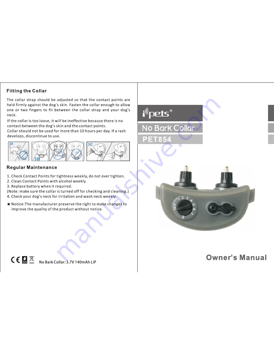 iPets PET854 Owner'S Manual Download Page 1