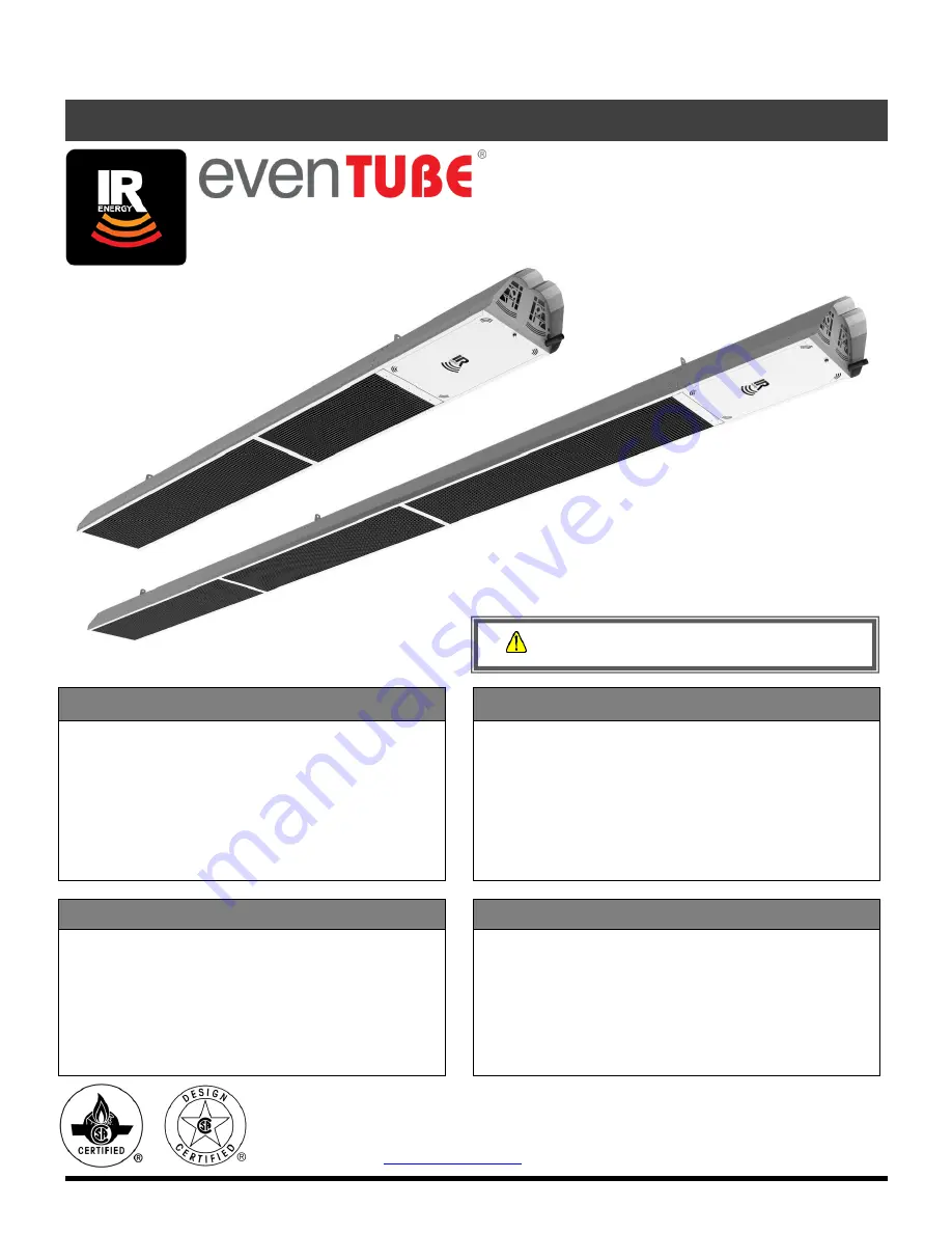 IR Energy EvenTube ETS Installation, Operation And Service Instructions Download Page 1