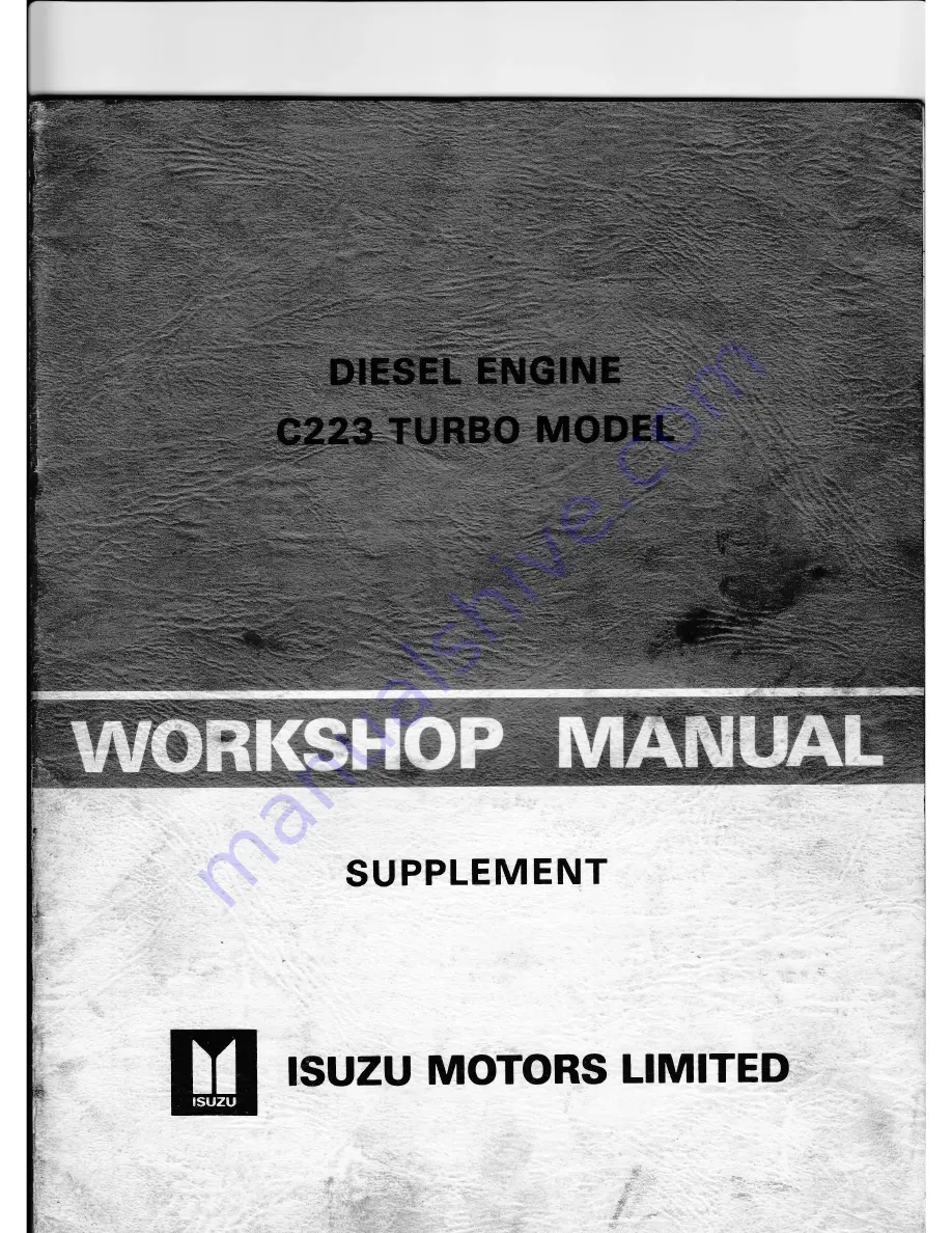 Isuzu c223 turbo Workshop Manual Supplement Download Page 1