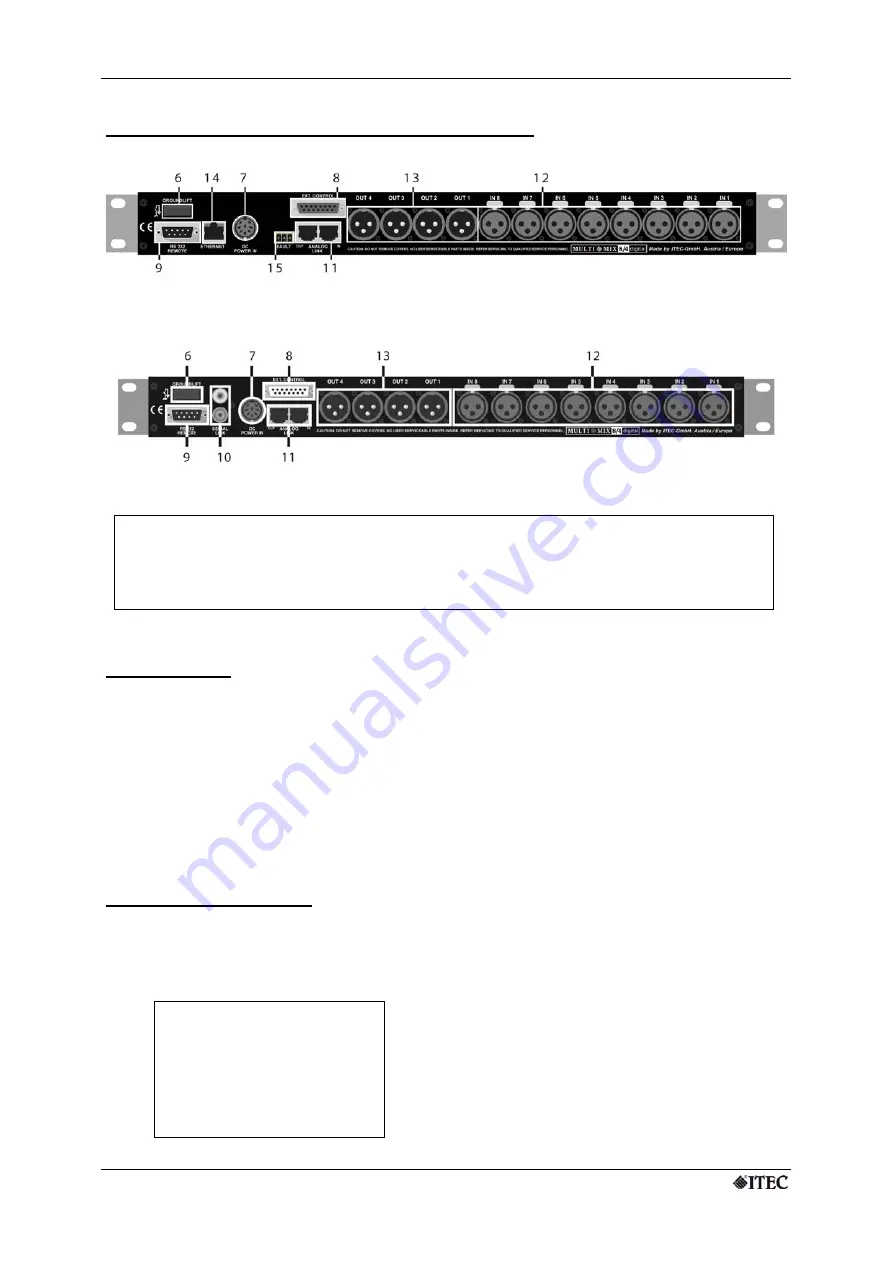 Itec MULTIMIX 8/4 DIGITAL Hardware Description Download Page 8