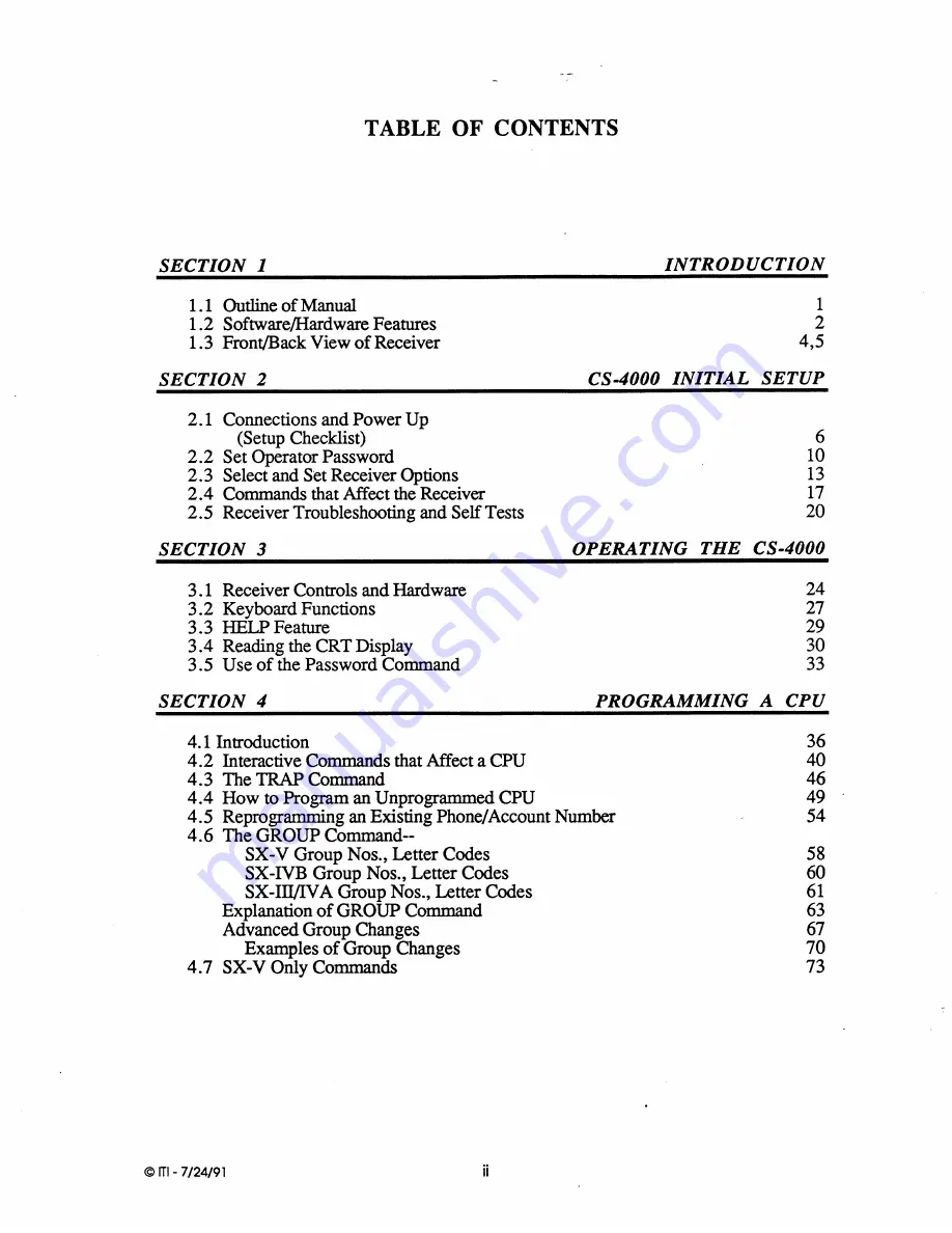 ITI CS-4000 Installation And User Manual Download Page 6