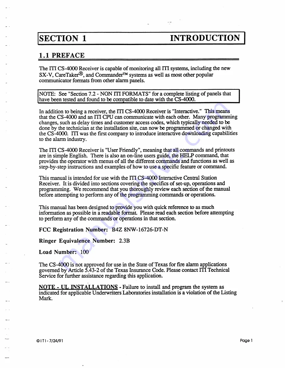 ITI CS-4000 Installation And User Manual Download Page 9