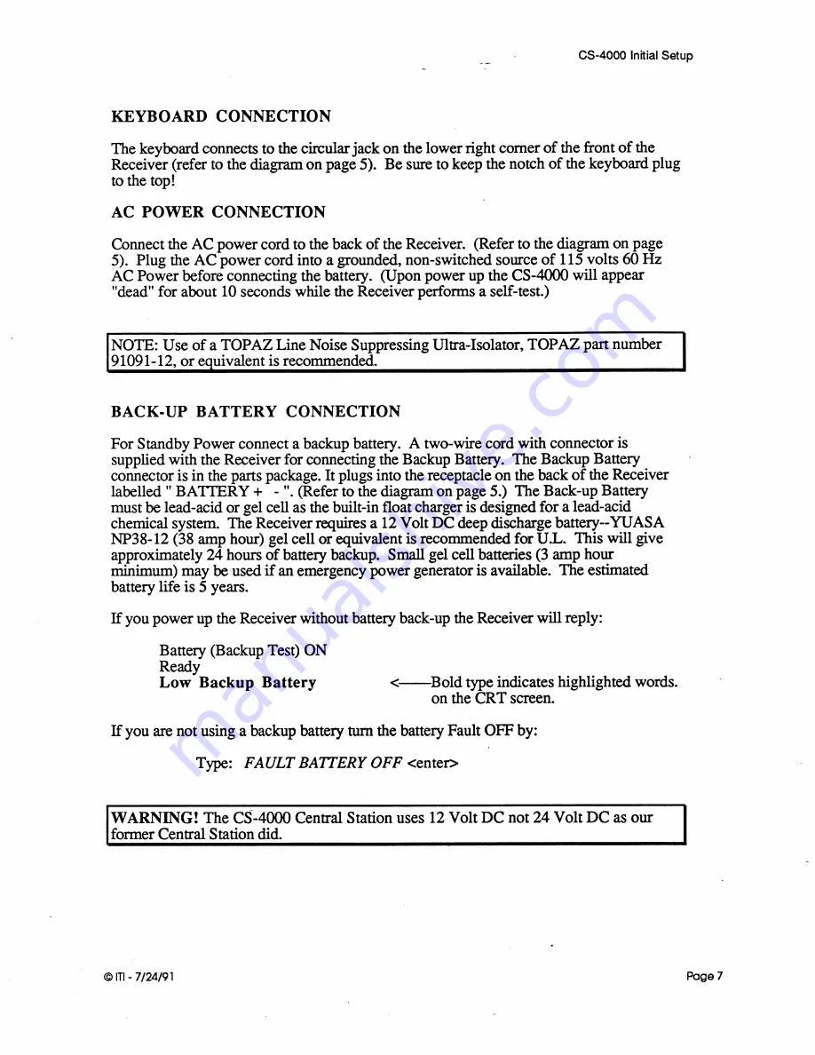 ITI CS-4000 Installation And User Manual Download Page 16