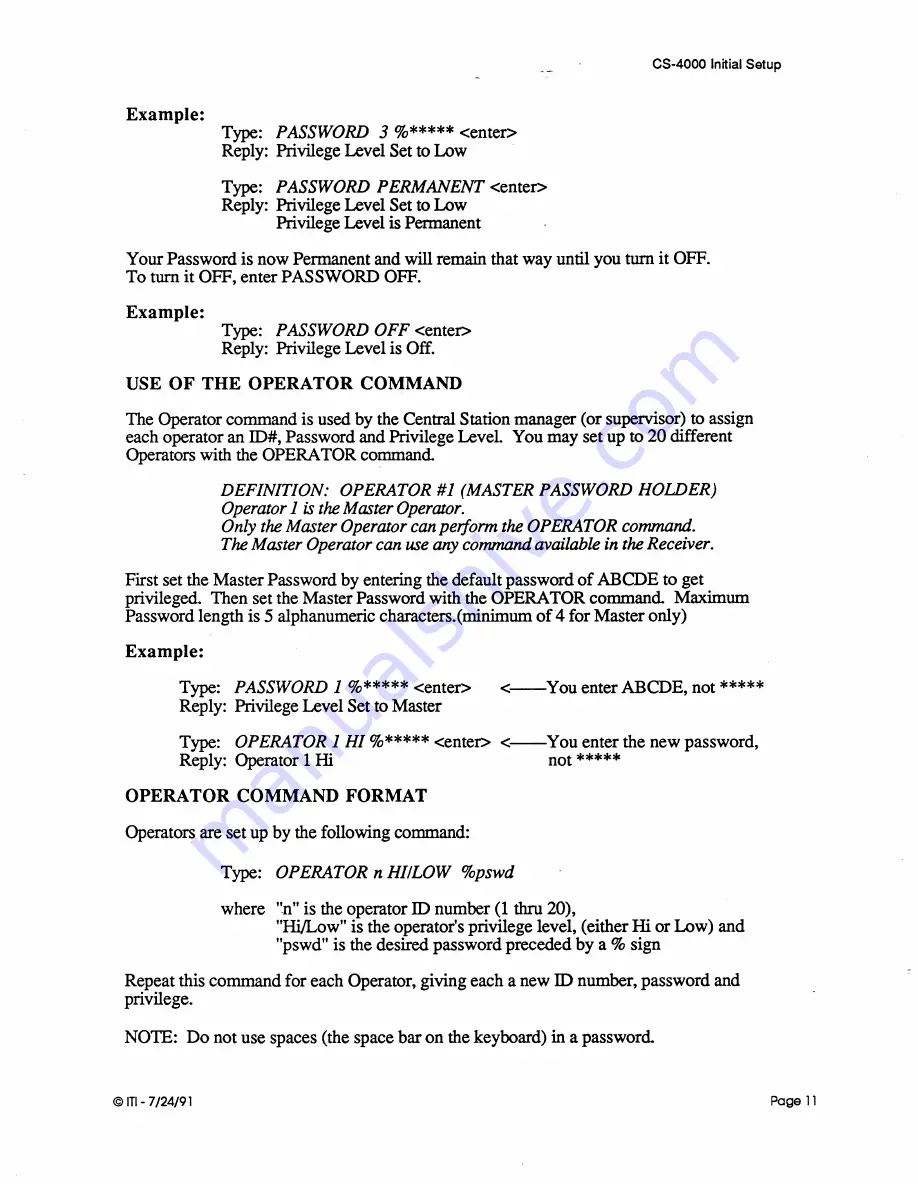 ITI CS-4000 Installation And User Manual Download Page 20