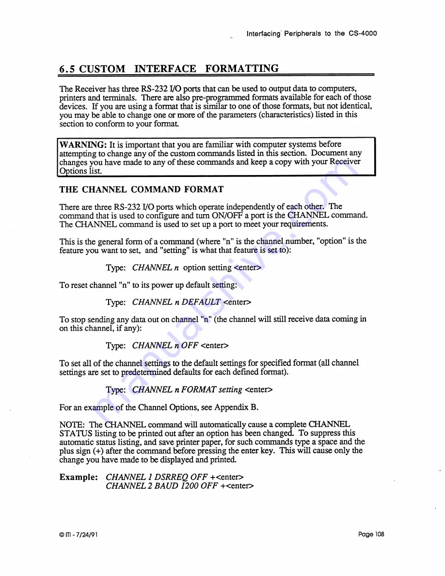 ITI CS-4000 Installation And User Manual Download Page 118