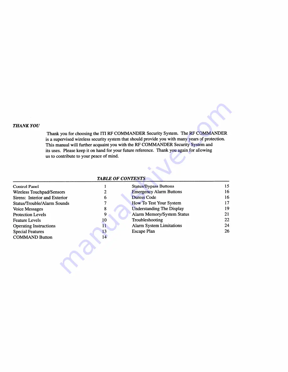 ITI RF Commander III Homeowner'S Manual Download Page 3