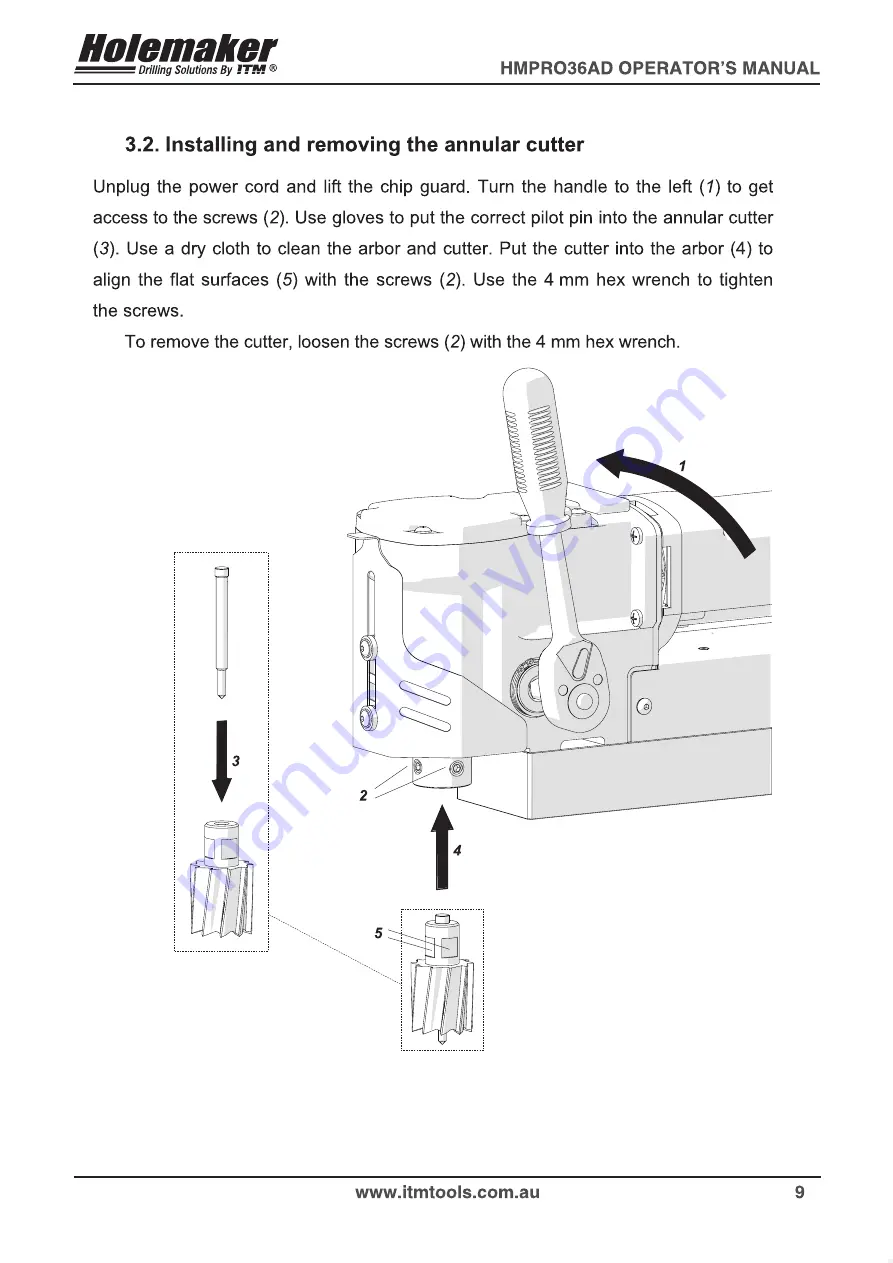 Itm HOLEMAKER HMPRO36AD Operator'S Manual Download Page 9