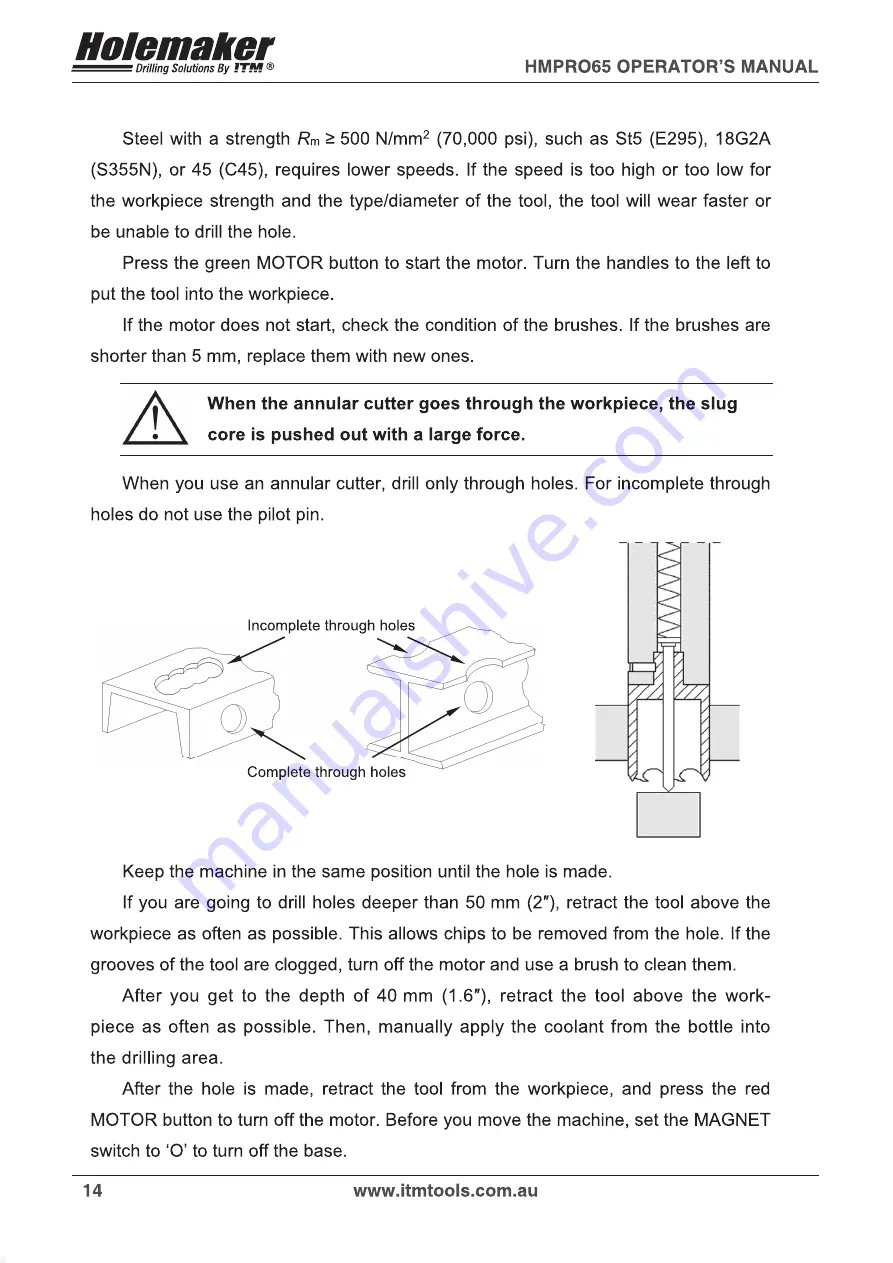 Itm HOLEMAKER HMPRO65 Скачать руководство пользователя страница 14
