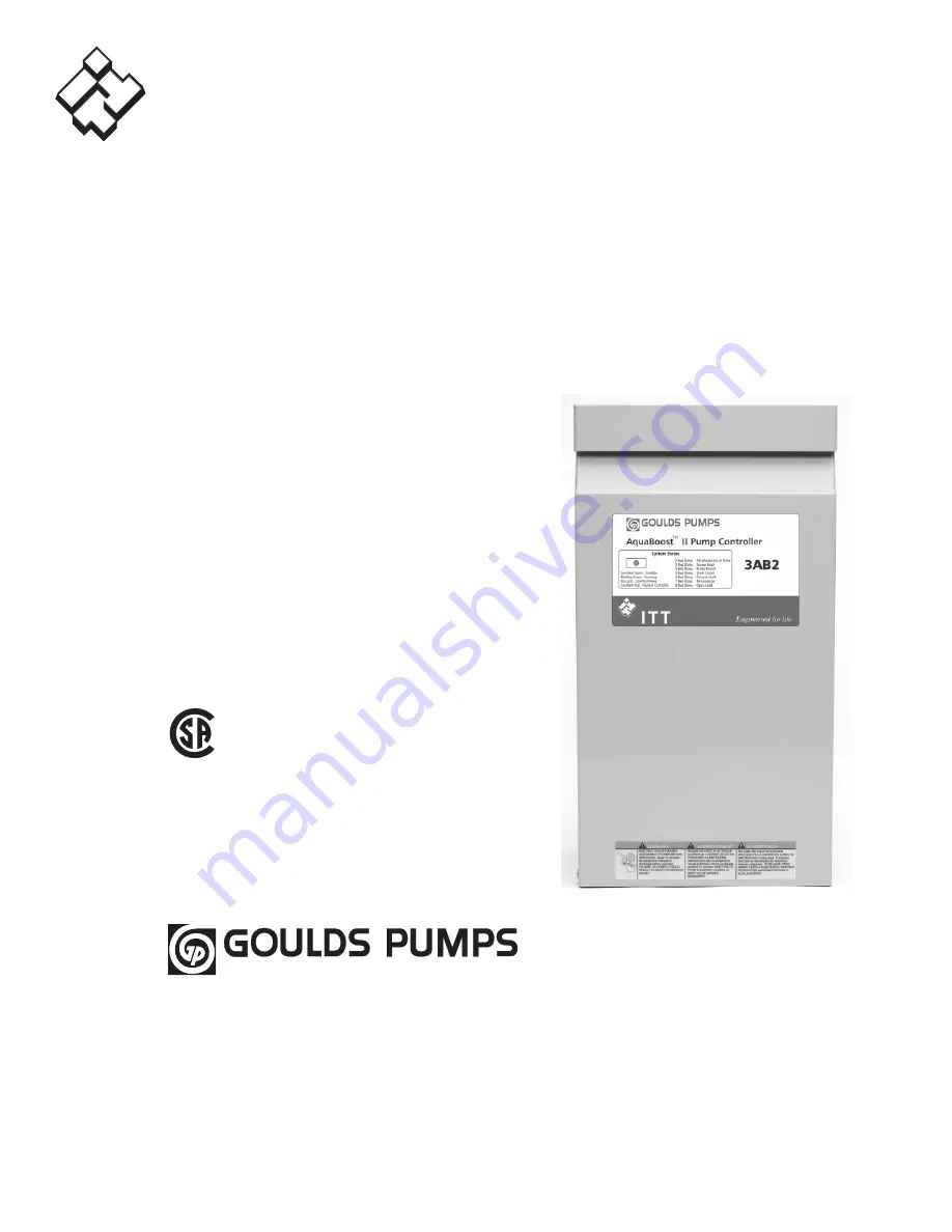 ITT Goulds Pumps AquaBoost II 3 HP Installation Operation & Maintenance Download Page 41