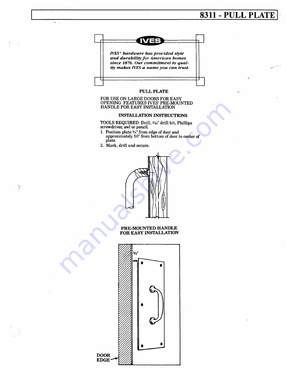 Ives Pull Plate 8311 Скачать руководство пользователя страница 1