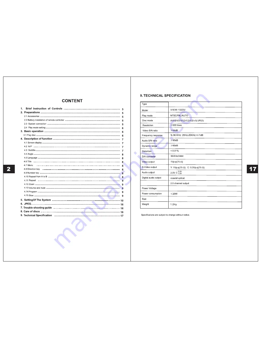 IVIEW 102DV User Manual Download Page 3