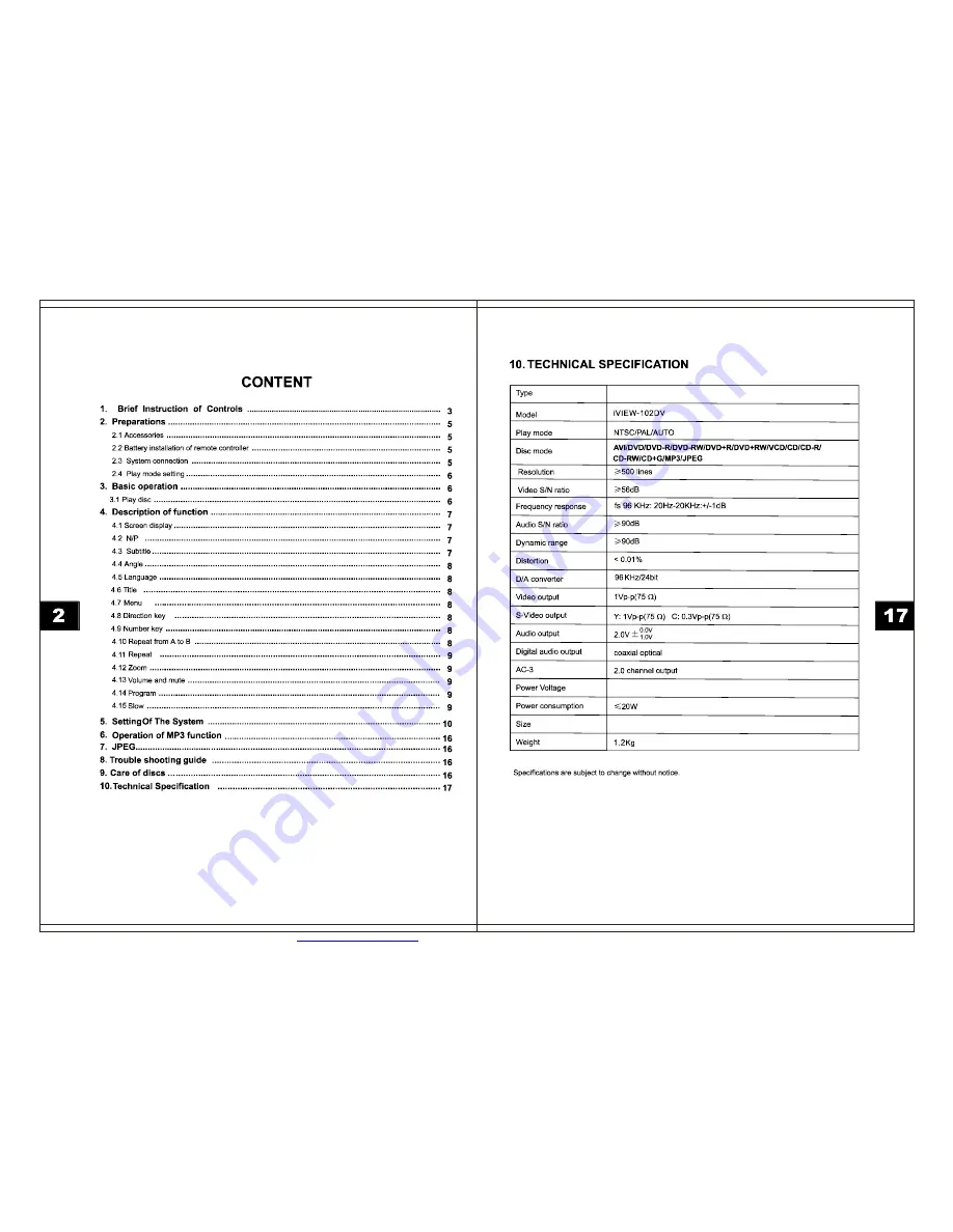 IVIEW iVIEW-102DV User Manual Download Page 3