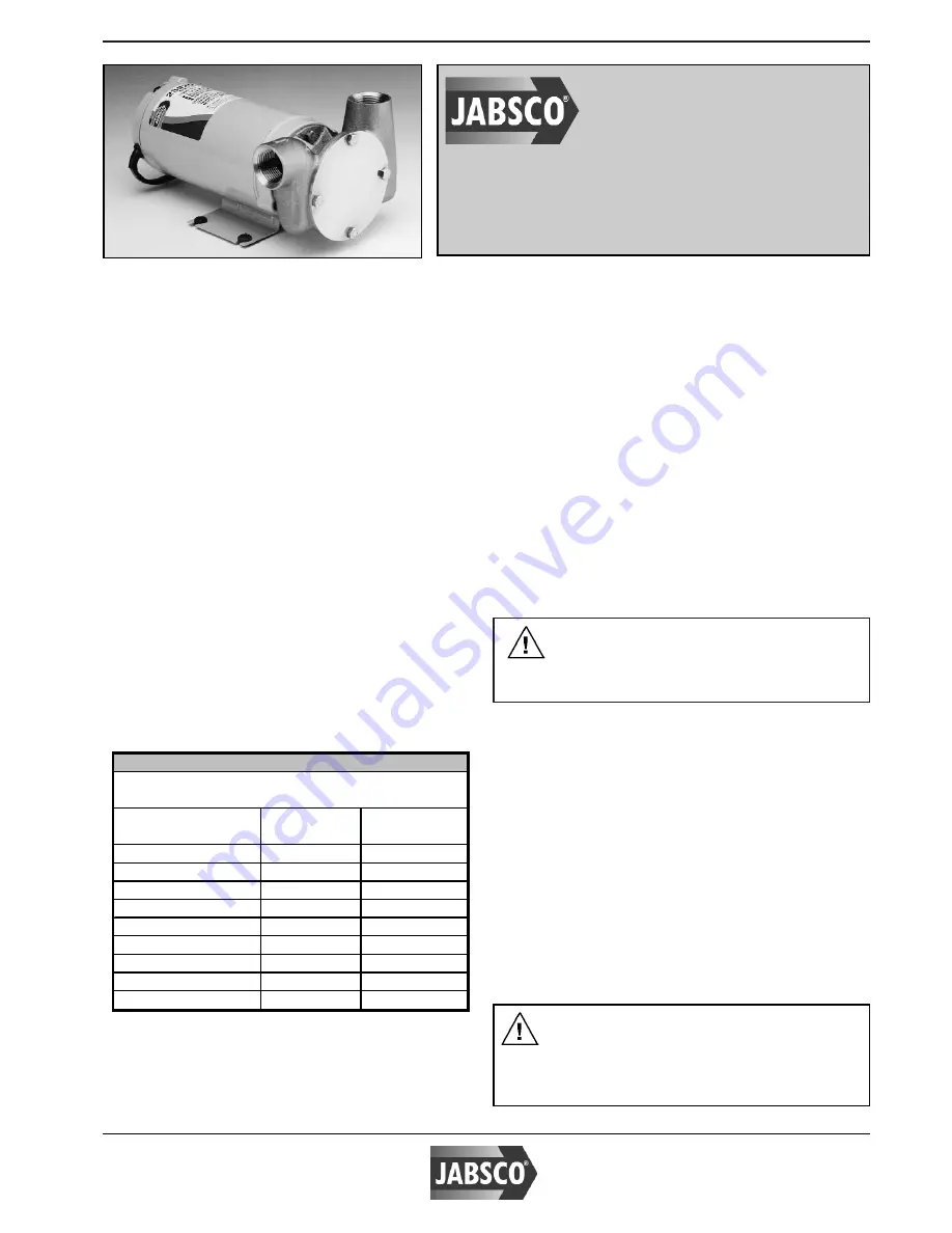 JABSCO 23920-9503 Installation Instructions Download Page 1