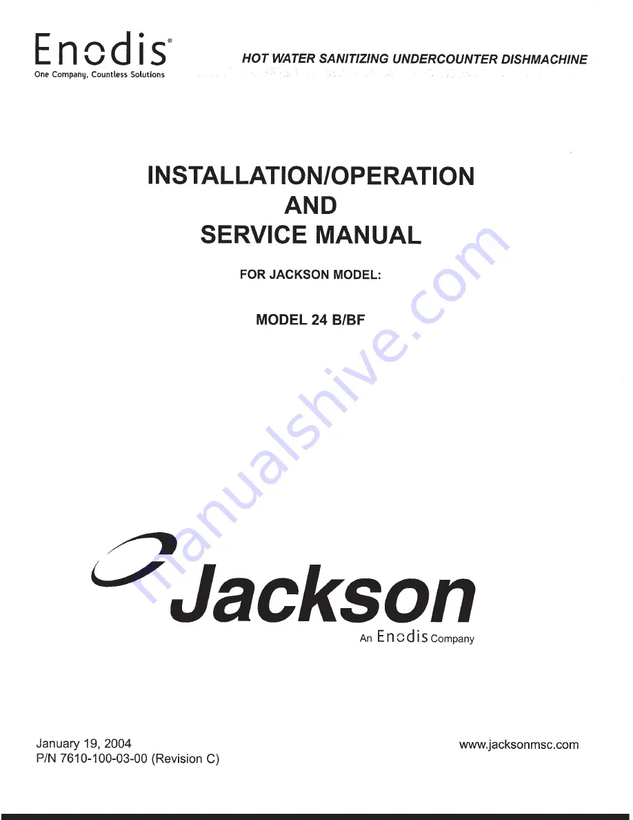 Jackson 24 F Installation, Operation And Service Manual Download Page 1