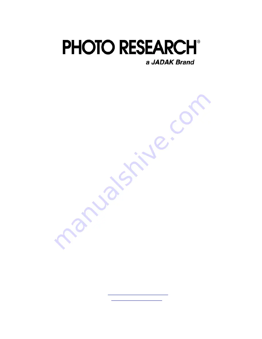 Jadak Photo Research SpectraScan PR-7 Series User Manual Download Page 1