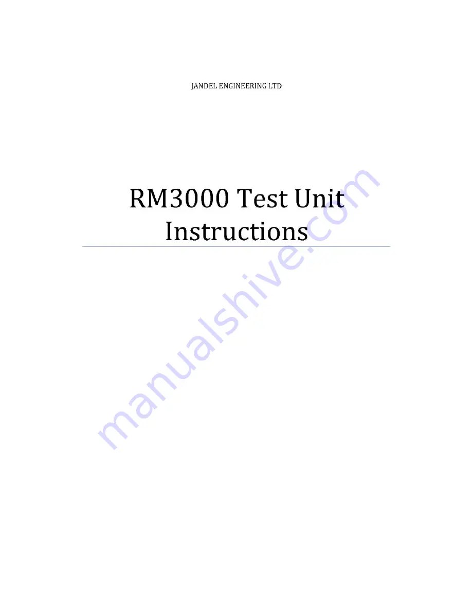 Jandel RM3000 Instructions Manual Download Page 1