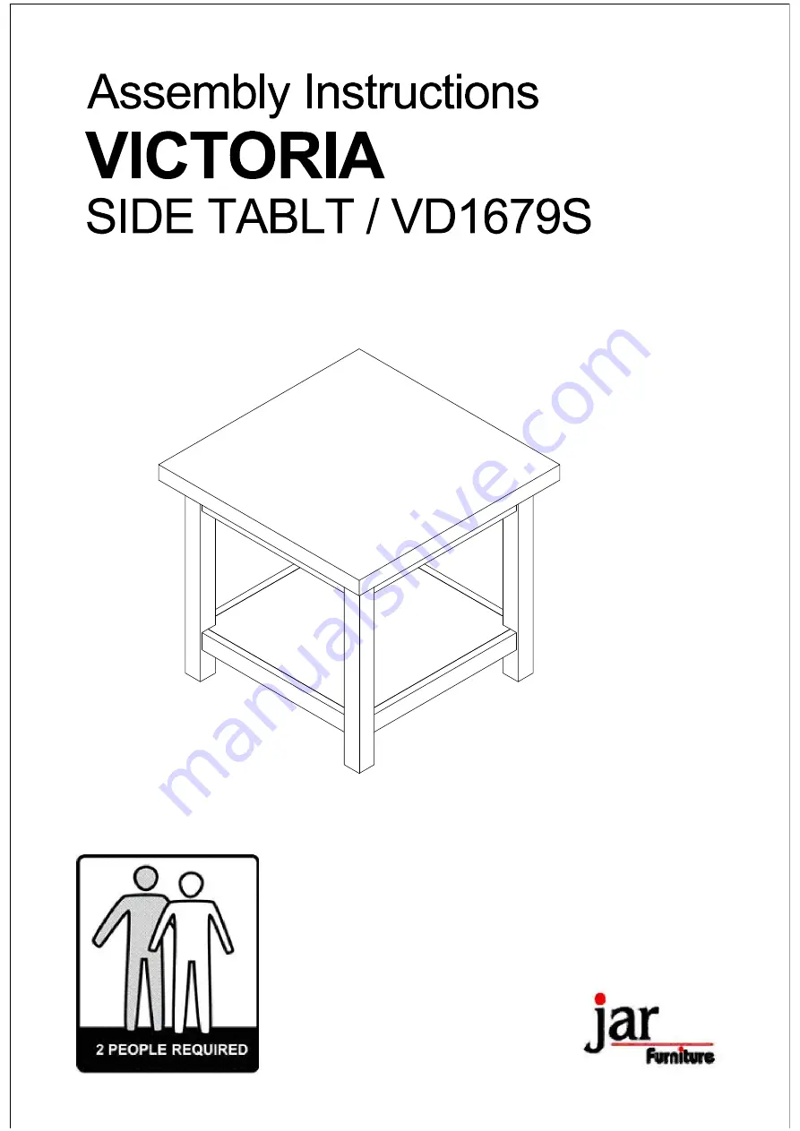 Jar Furniture VICTORIA VD1679S Assembly Instructions Manual Download Page 1