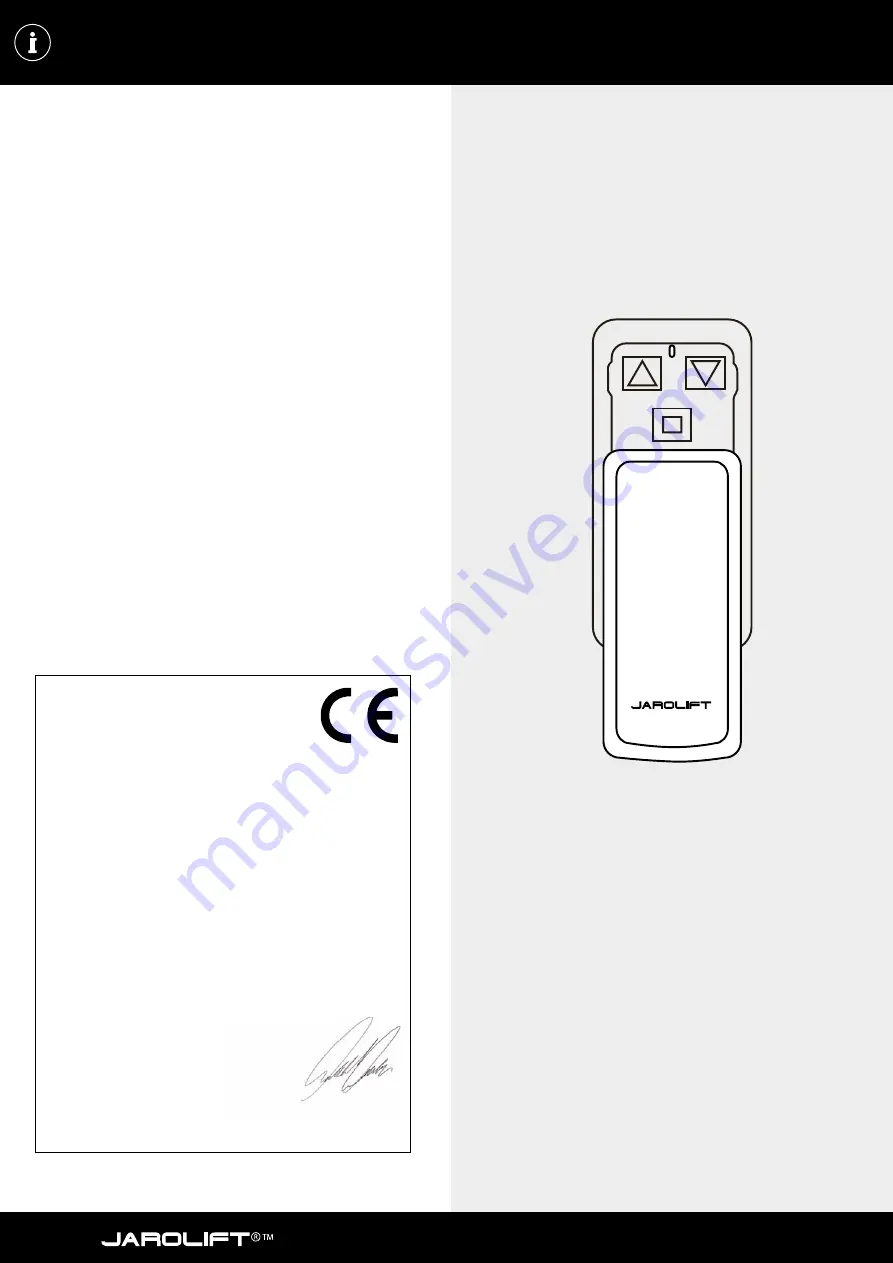 JAROLIFT TDRC01H Original Instructions Manual Download Page 26