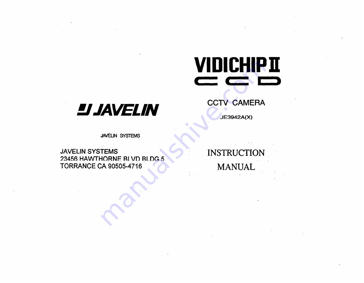 Javelin Electronics Vidichip II Скачать руководство пользователя страница 1