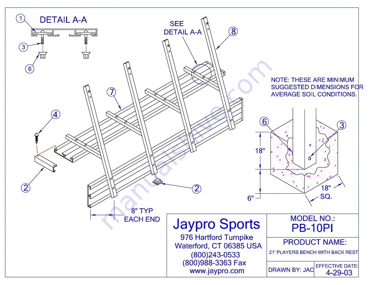 Jaypro Sports PB-10PI Assembly Instructions Download Page 1