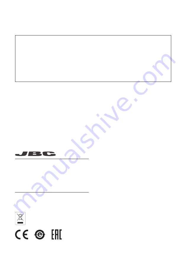 jbc FAE020 Instruction Manual Download Page 8