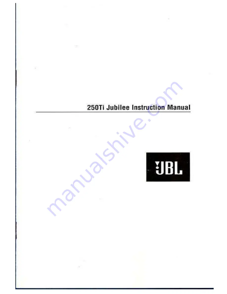 JBL 250Ti Jubilee Instruction Manual Download Page 1