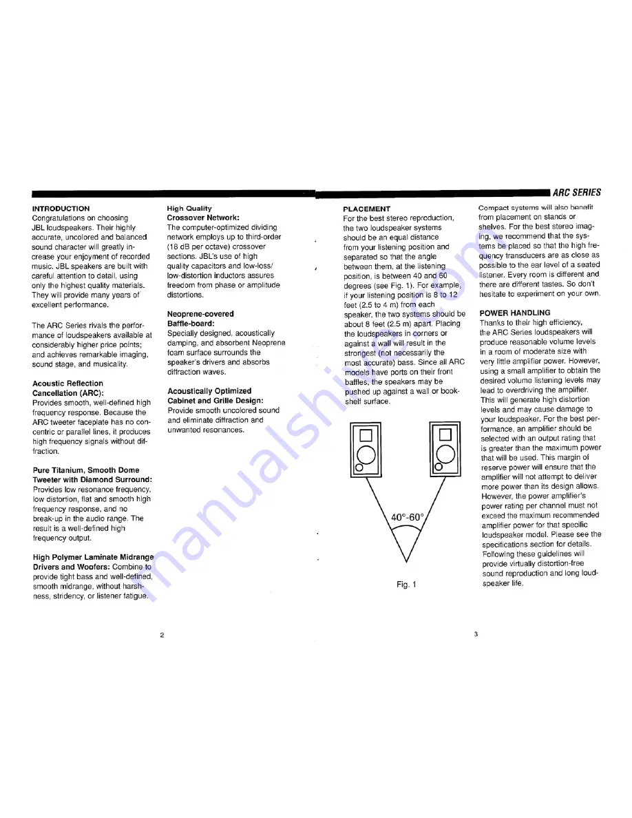 JBL ARC30 Owner'S Manual Download Page 2