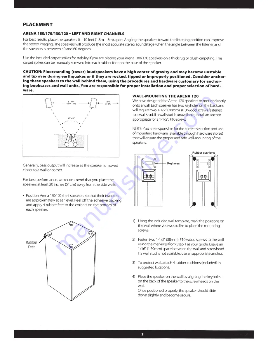 JBL Arena 180 Owner'S Manual Download Page 3