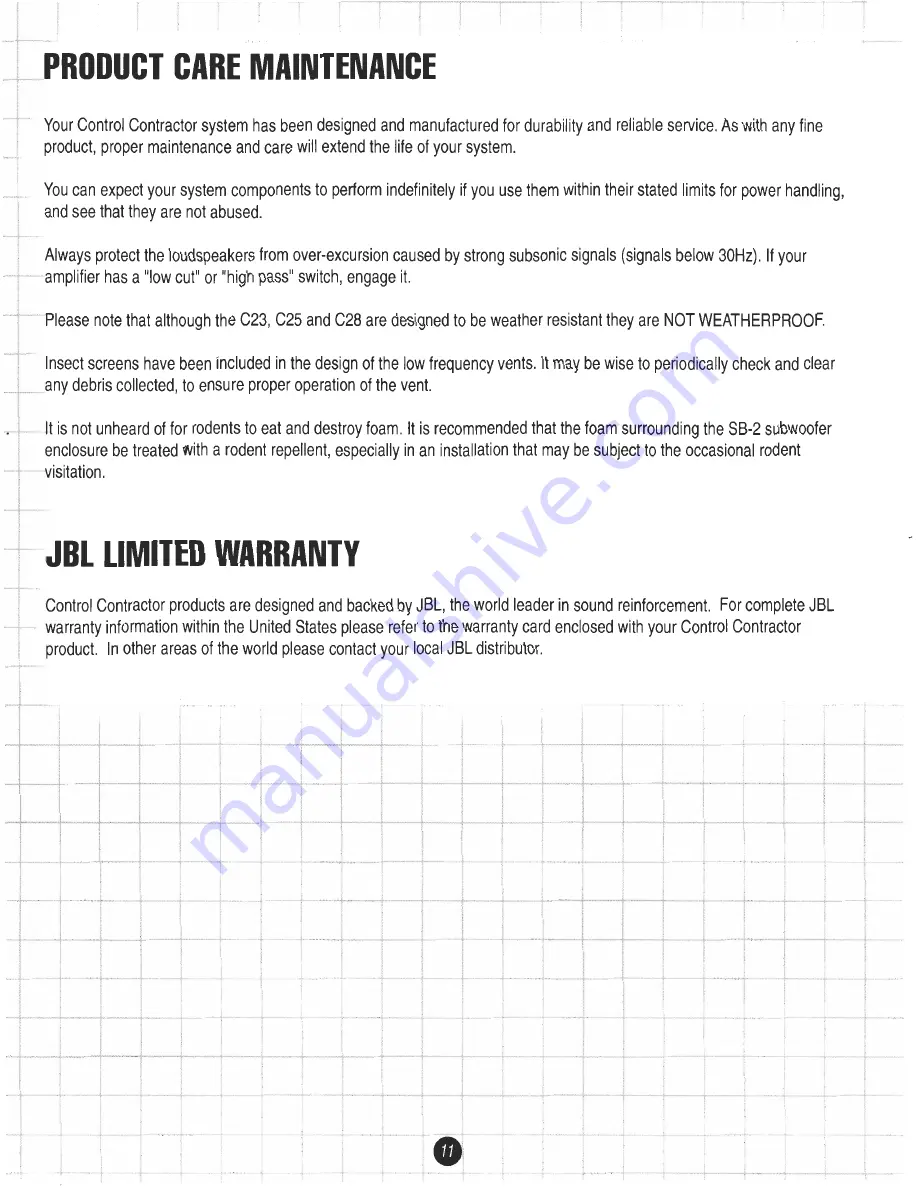 JBL Control Control 23 Owner'S Manual Download Page 12