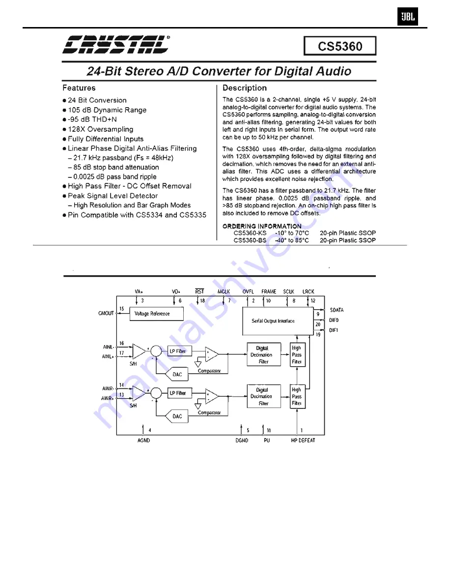 JBL DCR600 Service Manual Download Page 84