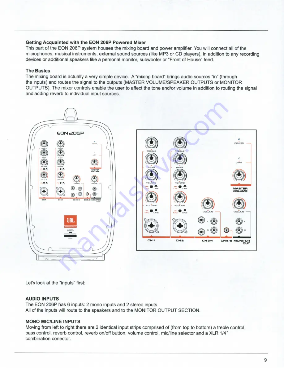 JBL Eon206P User Manual Download Page 9