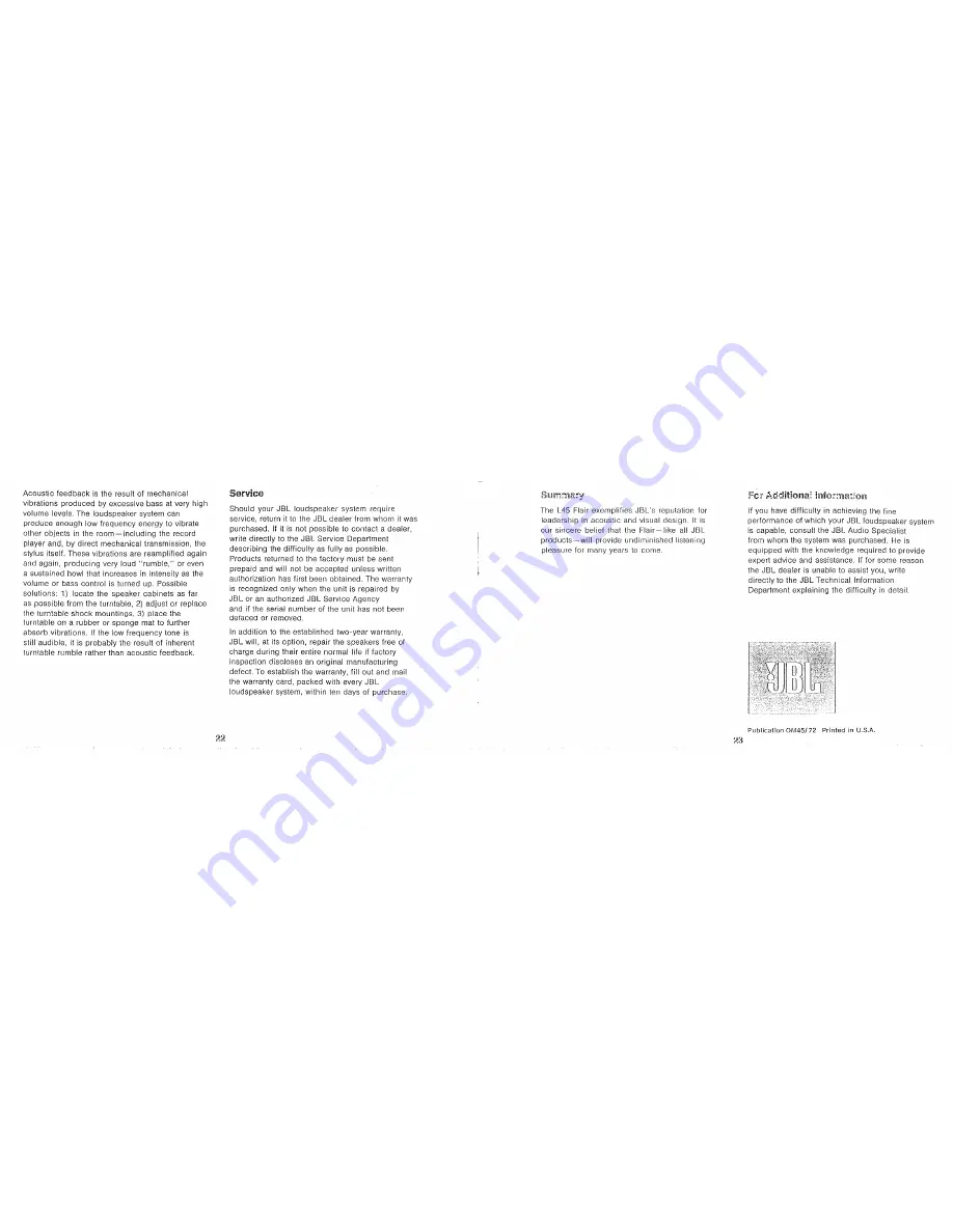 JBL Flair L45 Owner'S Manual Download Page 12