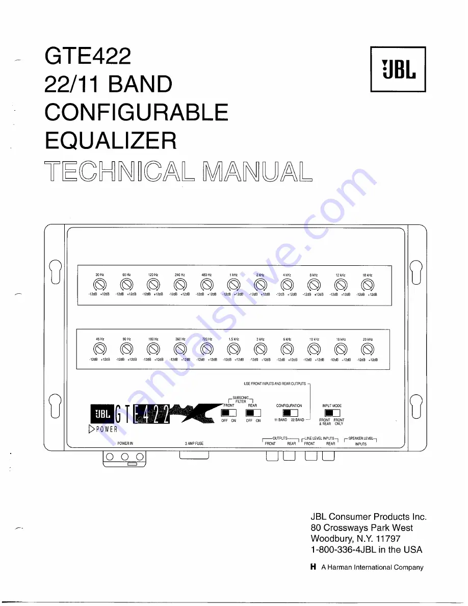 JBL GTE422 Technical Manual Download Page 1