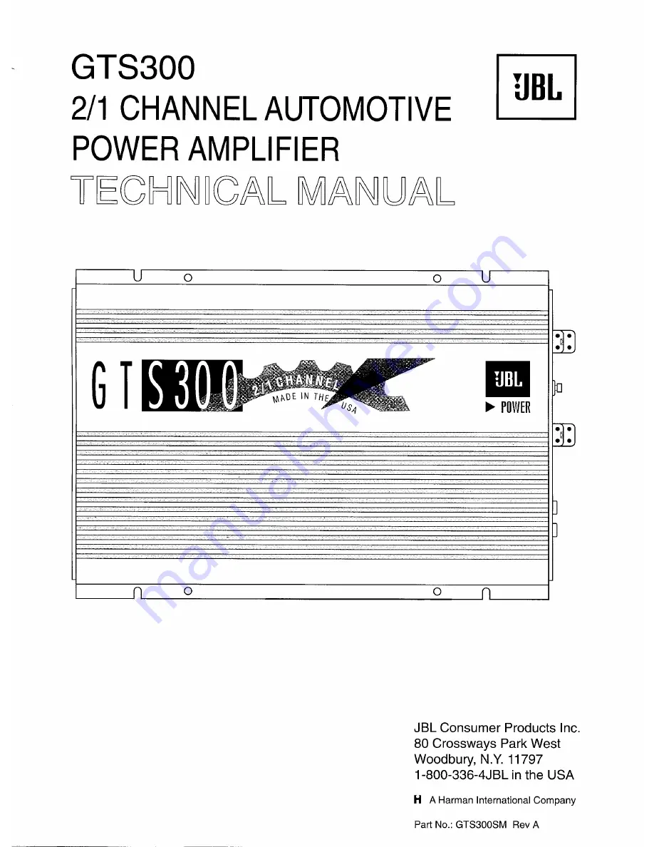 JBL GTS300 Technical Manual Download Page 1