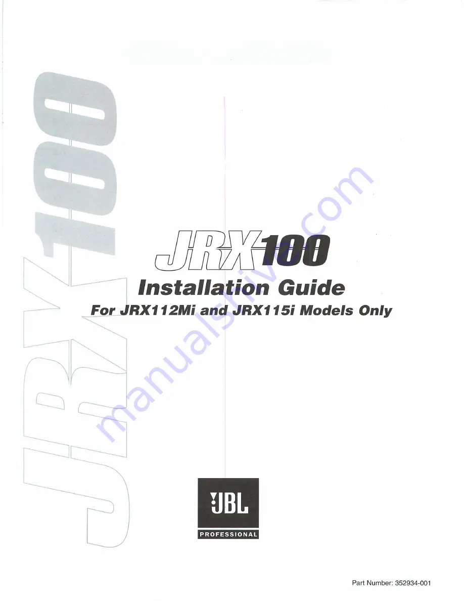 JBL JRX100 Installation Manual Download Page 1