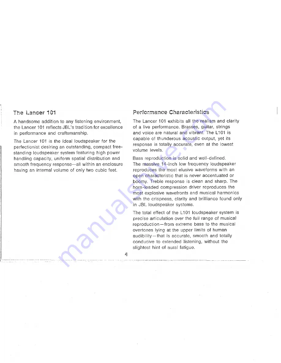 JBL Lancer L101 Owner'S Manual Download Page 4