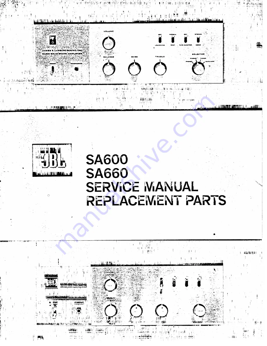 JBL SA600 Service Manual And Replacement Parts Download Page 1