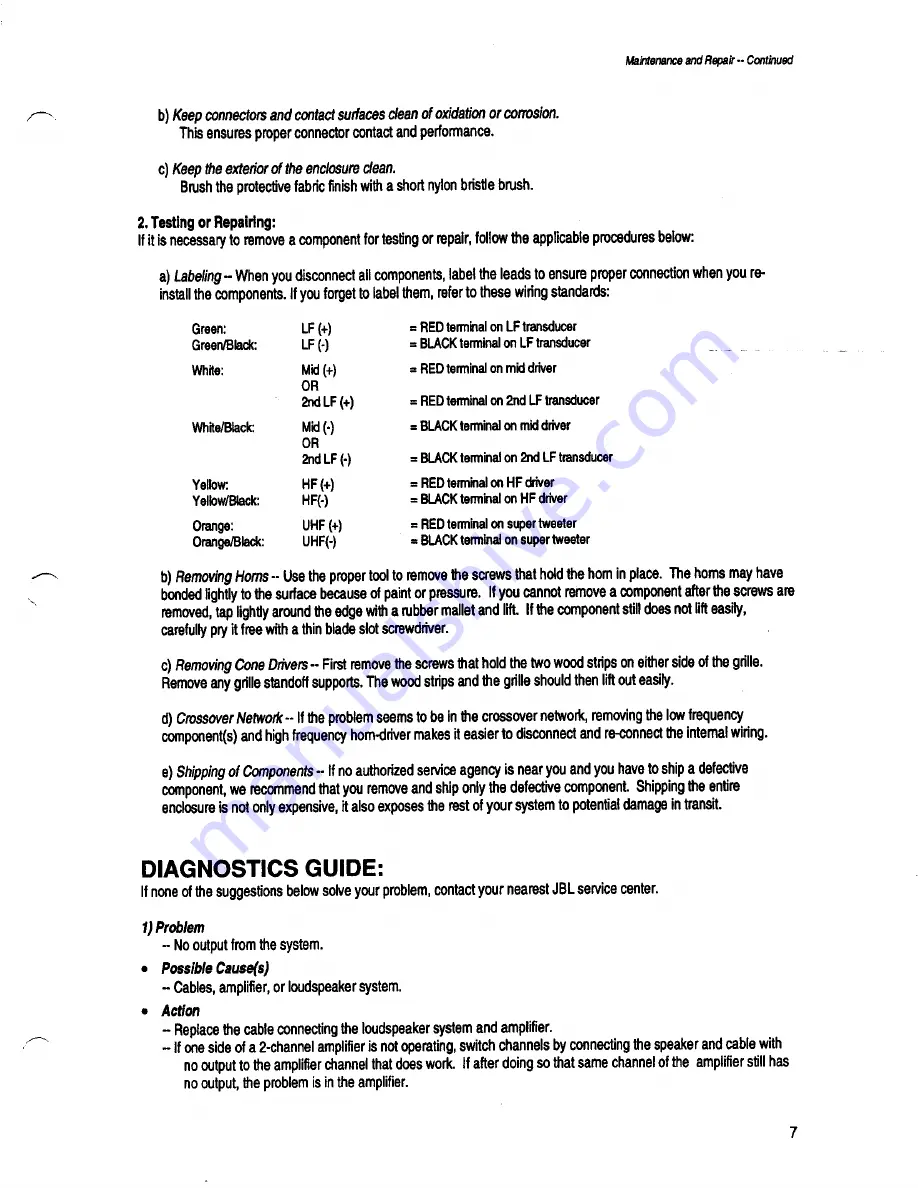 JBL SR Series II Owner'S Manual Download Page 7