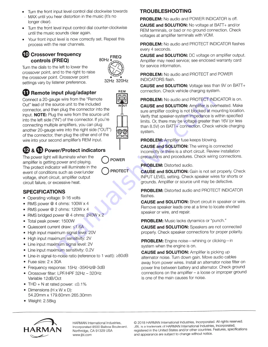 JBL STADIUM 4 Owner'S Manual Download Page 5