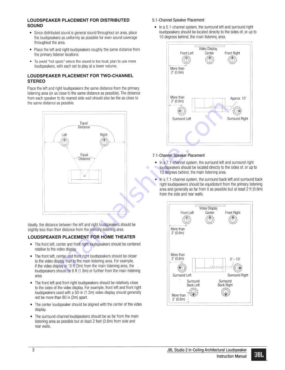 JBL STUDIO 2 6IC Instruction Manual Download Page 3